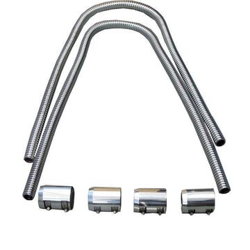 44" Chrome Stainless Heater Hose W/ Chrome Caps Universal