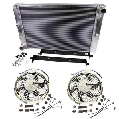 2 Pcs 12V Electric Cooling Fan with Mounting Kit & A Full Aluminum Racing Radiator