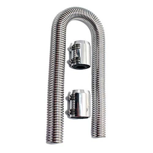 DEMOTOR Universal 36" Chrome Flexible Stainless Steel Radiator Hose Kit Chrome Caps