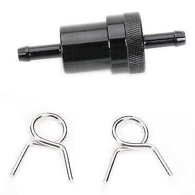 Black Inline Mini Fuel Filter, Aluminum Cleanable 3/8"