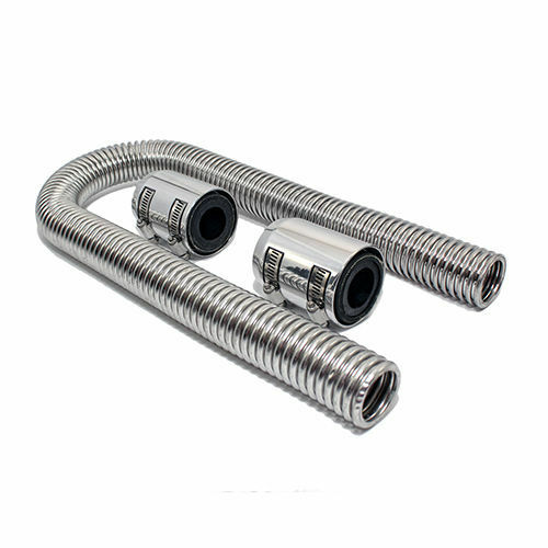 DEMOTOR Universal 36" Chrome Flexible Stainless Steel Radiator Hose Kit Chrome Caps