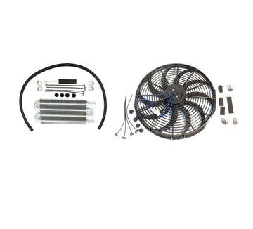 16" Electric Curved S Blade Radiator Cooling Fan & 12-3/4" X 5" X 3/4" Transmission Oil Cooler