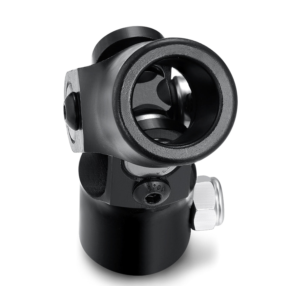 Single Steering Shaft 5/8"-36 Spline x 3/4" Smooth Round U Joint Black Steel U-Joint