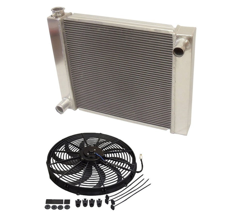 Universal Ford /Mopar Fabricated Aluminum Radiator 26" x 19" x3" Overall with 16" Electric Fan