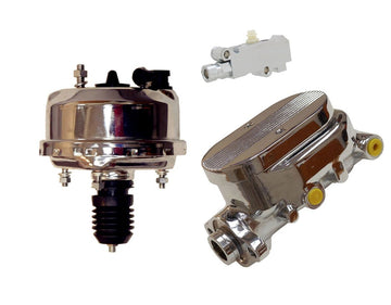 Universal 7" Single Diaphragm Chrome Brake Booster and GM Chrome Aluminum Brake Master Cylinder& Proportioning Valve