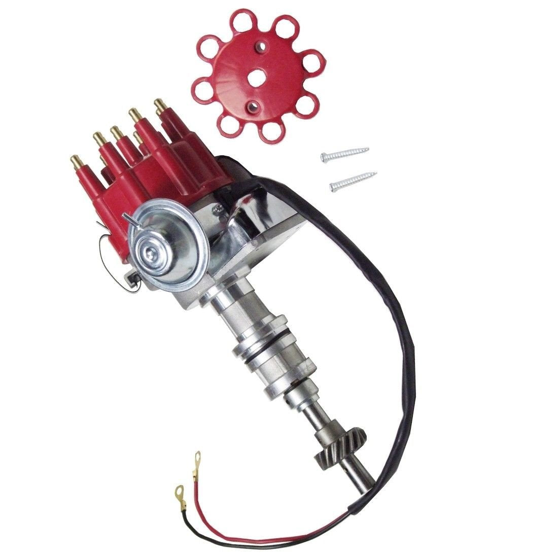For Ford 351C 400 460 Electronic Distributor & 9.5 MM Red 90 Spark Plug Wires