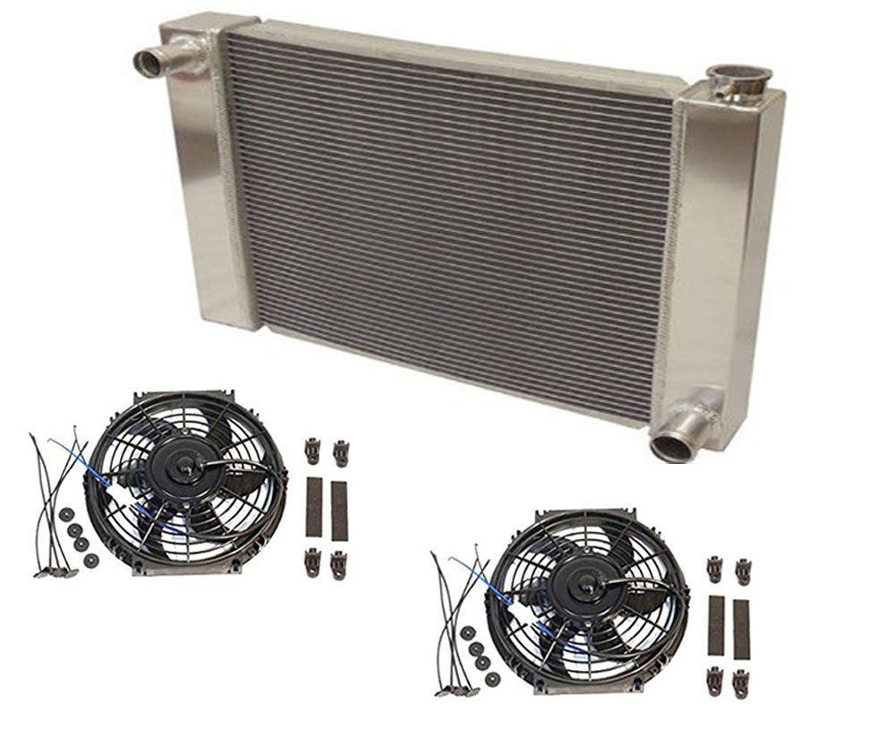Fabricated Aluminum Radiator 30" x 19" x3" Overall For SBC BBC Chevy GM With 2pcs 10 Inch Electric Fan