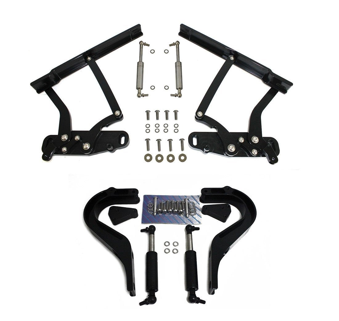 For 1969 - 1972 Chevelle Black Coated Billet Alum Hood Hinges & Rear Deck Lid Hinges