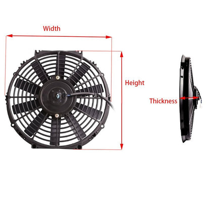 Electric 9" cooling radiator fan straight blade 12V 1483 cfm Relay Thermostat Kit