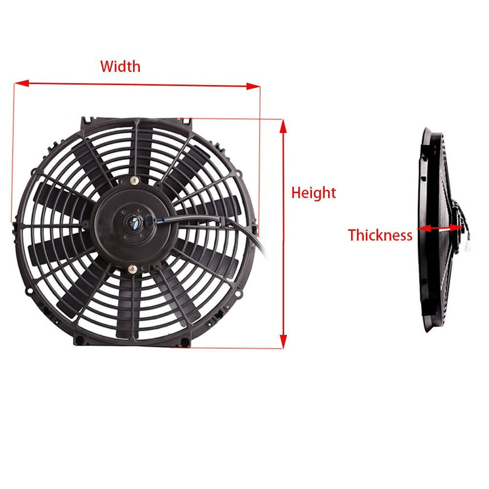 2 Sets Super Dual Electric 12" Straight Blade Reversible Cooling Fans 1400 CFM 12v with Heavy Duty Thermostat Kit