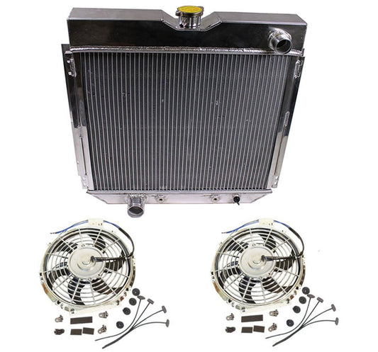 2 Pcs 12V Slim Electric Cooling Fan With Mounting Kit & A Full Aluminum Radiator