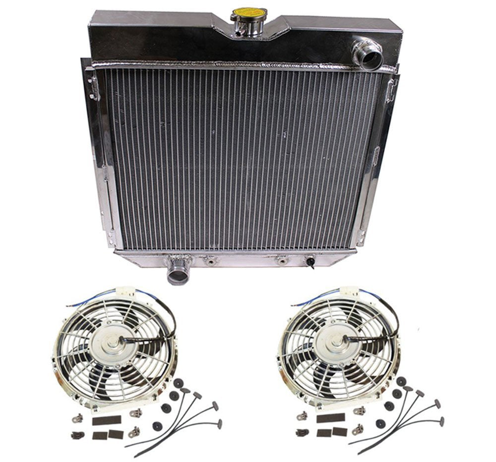 2 Pcs 12V Slim Electric Cooling Fan With Mounting Kit & A Full Aluminum Radiator