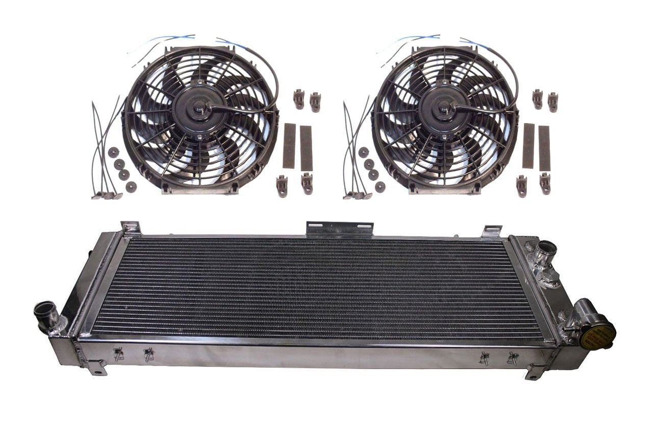 For 91-01 Jeep 2.5/4.0 3-Row/Core Aluminum Radiator & 16" Electric Cooling Fan