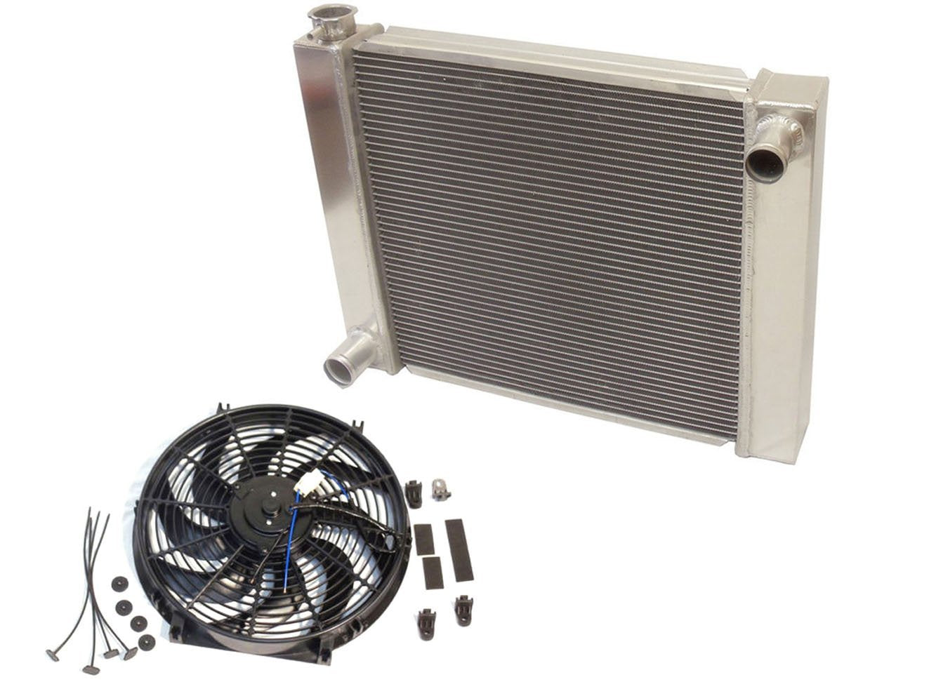 Universal Super Cool Ford/Mopar Fabricated Aluminum Radiator 24" x19" x3" With 14 Inch Electric Fan