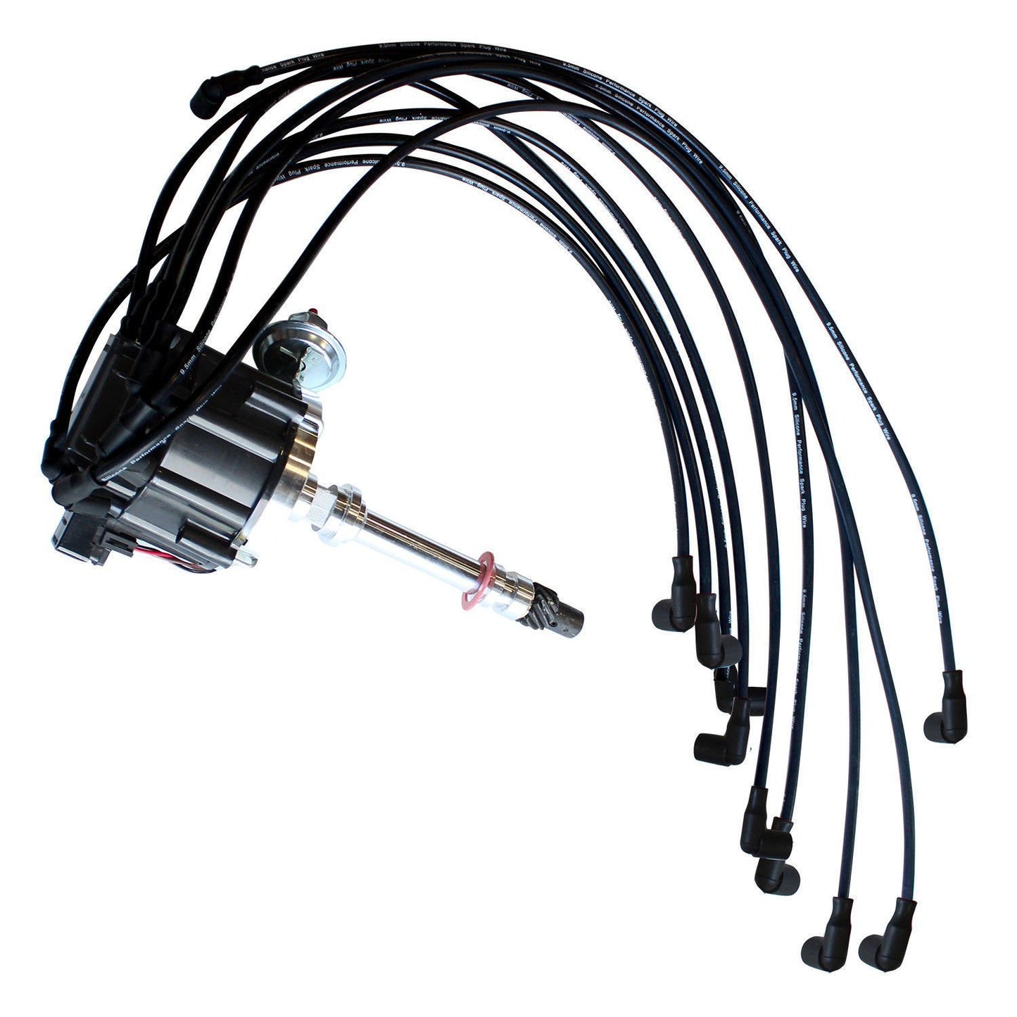 FOR SBC BBC CHEVY 350 454 V8'S HEI DISTRIBUTOR & 9.5 MM BLACK SPARK PLUG WIRES