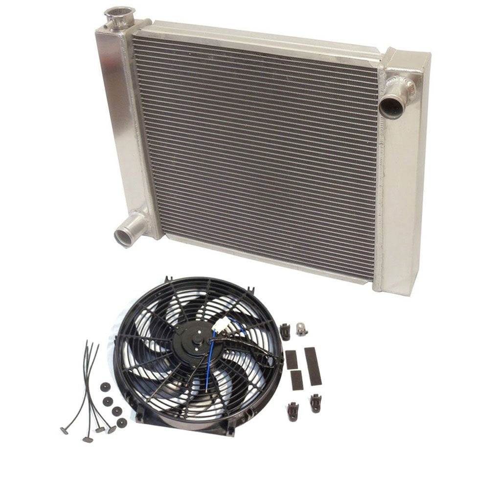 Universal Ford / Mopar Fabricated Aluminum Radiator 31" x 19" x3" Overall With 14 Inch Electric Fan