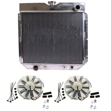 2 Pcs 12" Chrome Straight Blade Reversible Electric Cooling Fan & A Full Aluminum Radiator