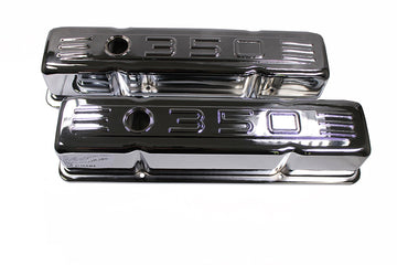 58-86 SBC Small Block Chevy 283 327 400 Chrome 350 Logo Tall Valve Covers