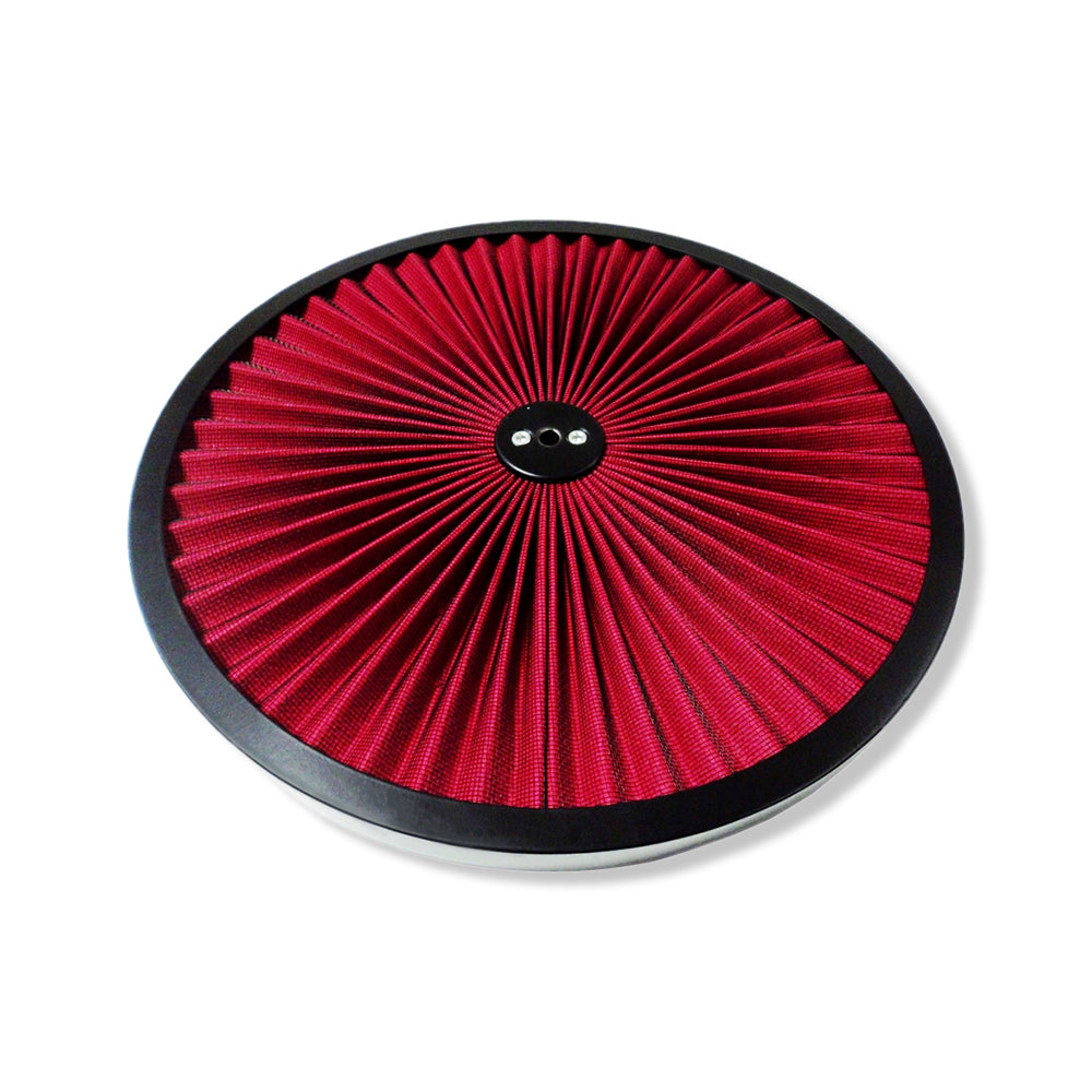 Super Flow 14" x 4" Round Air Cleaner w/ Red Washable Filter Chevy Ford Hot Rods