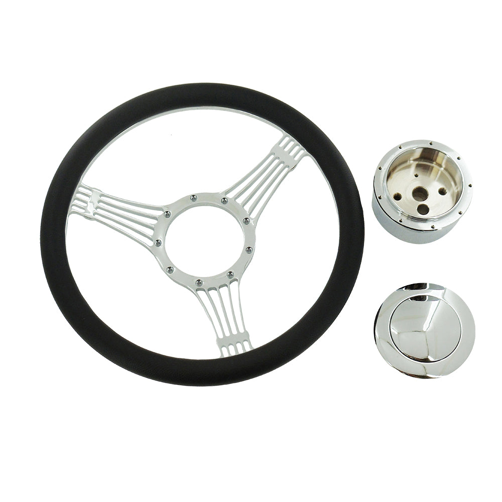30" Manual Steering Column No Key GM & 14" Billet Steering Wheel & Horn Button