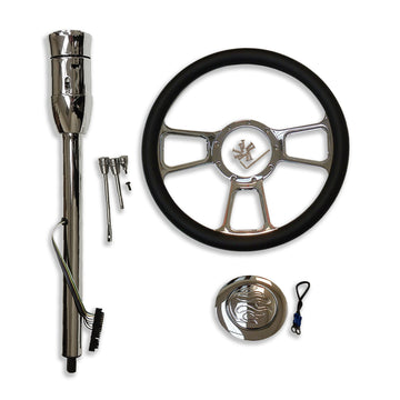 30" Tilt Manual Steering Column w/Adapter + 14" Steering Wheel+ Horn Button