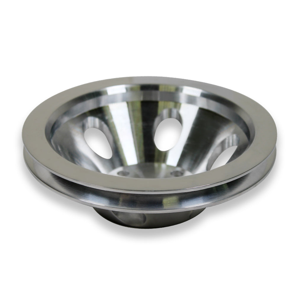 Polished Aluminum SBC Chevy 1 & 3 Groove Long Water Pump Crankshaft Pulley Kit