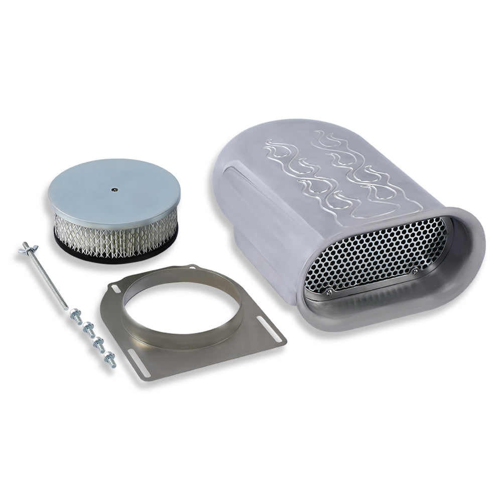 Aluminum Hilborn Style Flame Carb Hood Air Scoop Kit Single Polished