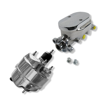 8" Dual Bendix Style Brake Booster & Finned Top Master Cylinder Dual 3/8" Ports