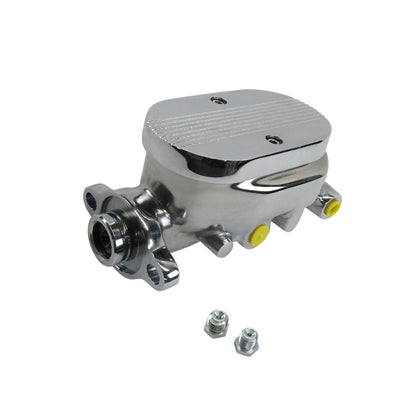 GM Chrome 7" Single Diaphragm Power Brake Booster w/ Finned Top Master Cylinder 3/8" Ports Dual