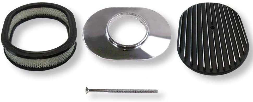 12" Oval Full Finned Air Cleaner with Element Black Finish