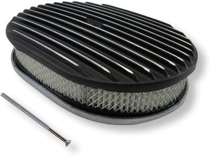 12" Oval Full Finned Air Cleaner with Element Black Finish