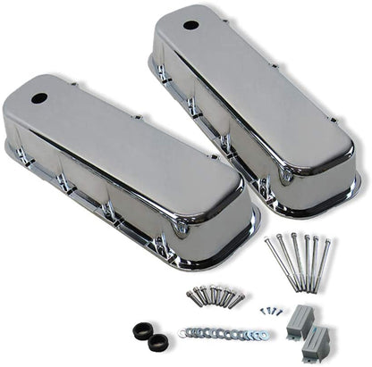 Smooth Aluminum Valve Covers w/Hole Tall for Big Block Chevy 454 Chrome