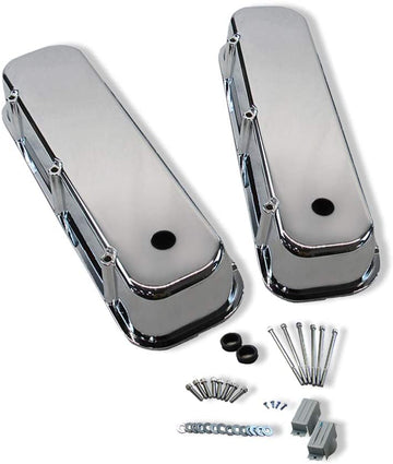 Smooth Aluminum Valve Covers w/Hole Tall for Big Block Chevy 454 Chrome