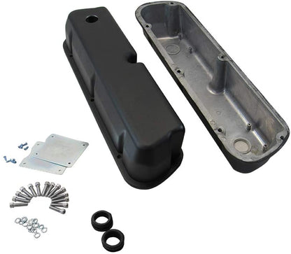 5.0L Aluminum Valve Covers Smooth W/Hole Black for Small Block