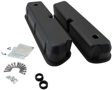 5.0L Aluminum Valve Covers Smooth W/Hole Black for Small Block