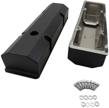 Fabricated Tall Valve Covers Black for Small Block Chevy SBC 350