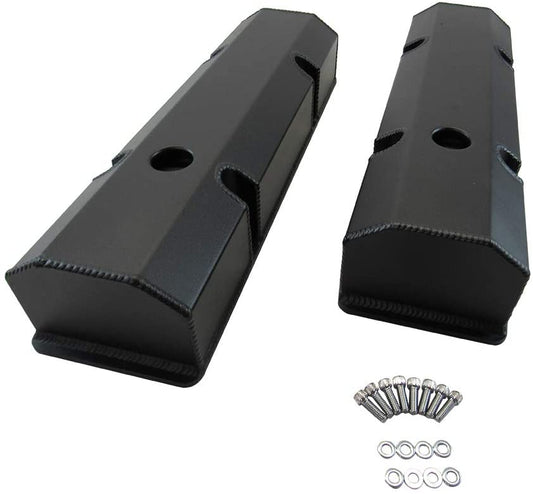 Fabricated Tall Valve Covers Black for Small Block Chevy SBC 350