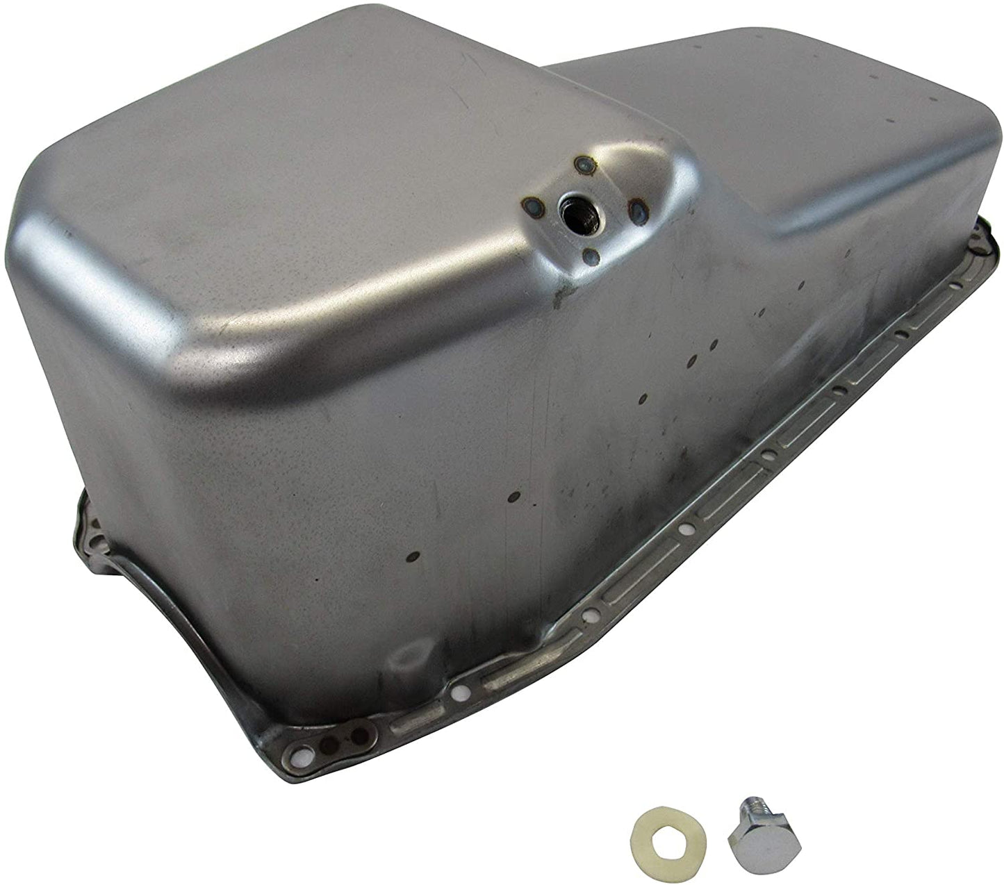 2 PC RMS Stock Steel Oil Pan Pass Side Dip Raw for 1980-85 SBC Chevy 350