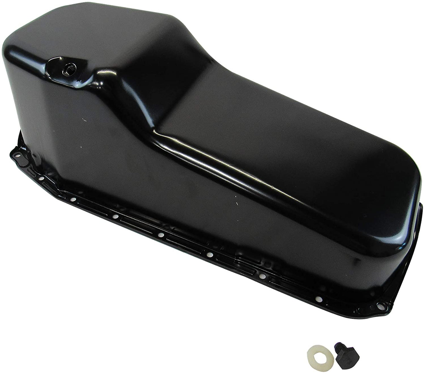 Stock Steel Oil Pan Pass Side Dip Black for 1980-85 SBC Chevy 350