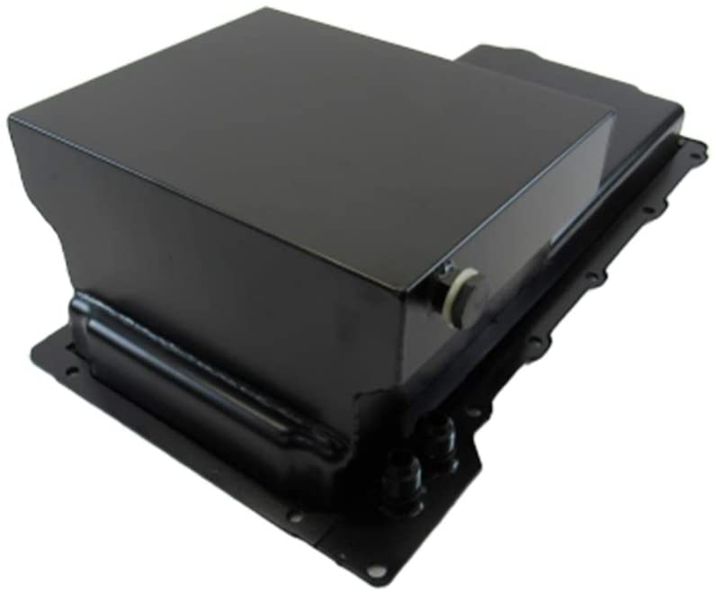 Steel Rear Sump Oil Pan 7 Quart -10AN Fitting Black for GM LS