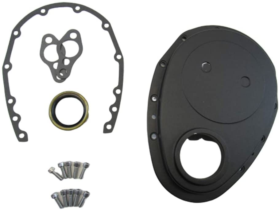 Aluminum Timing Cover Kit w/Seal Black for Small Block Chevy 327 350 383