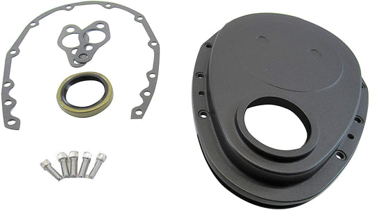 Aluminum Timing Cover Kit w/Seal Black for Small Block Chevy 327 350 383
