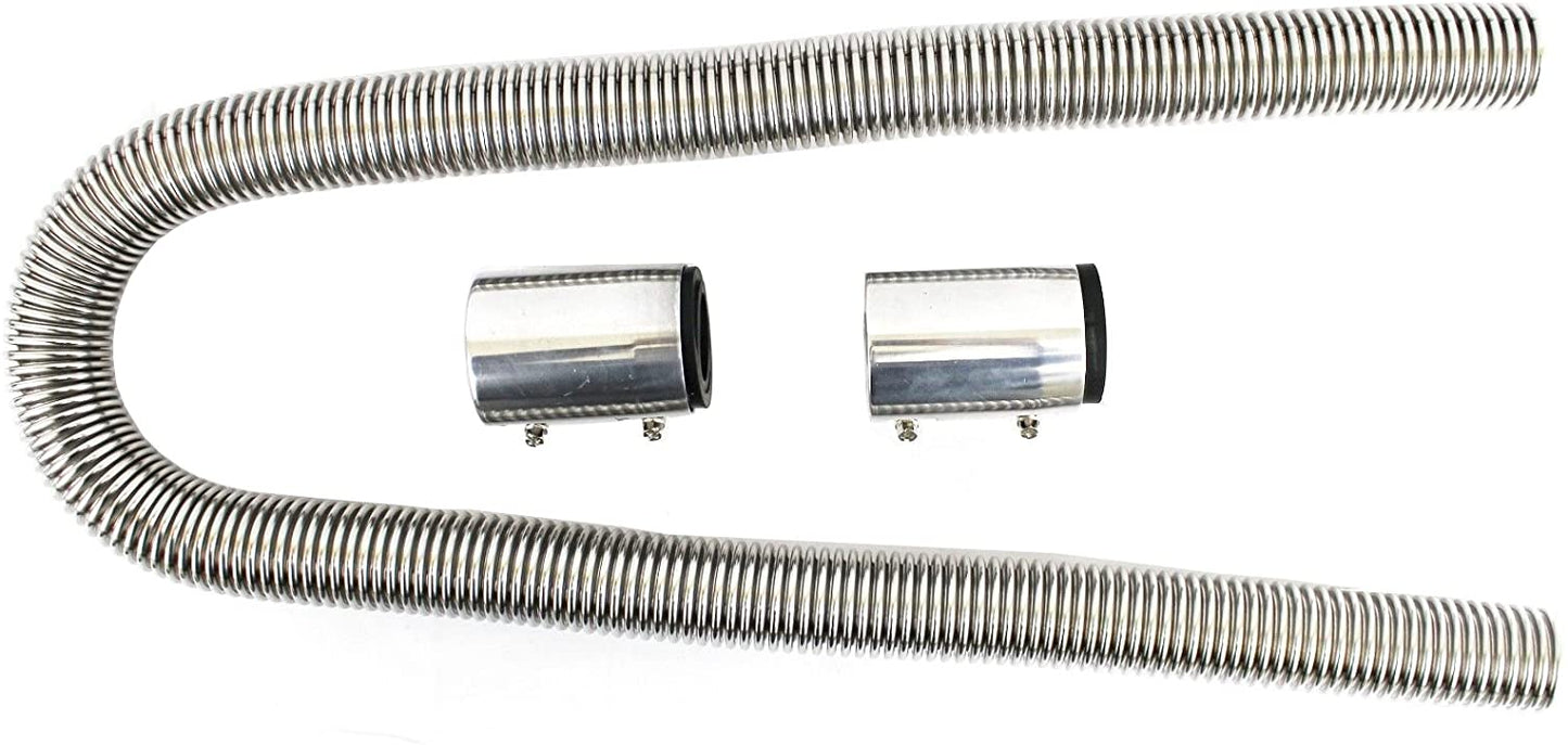 Universal 48" Stainless Steel Radiator Flexible Coolant Water Hose Kit With Caps Polished