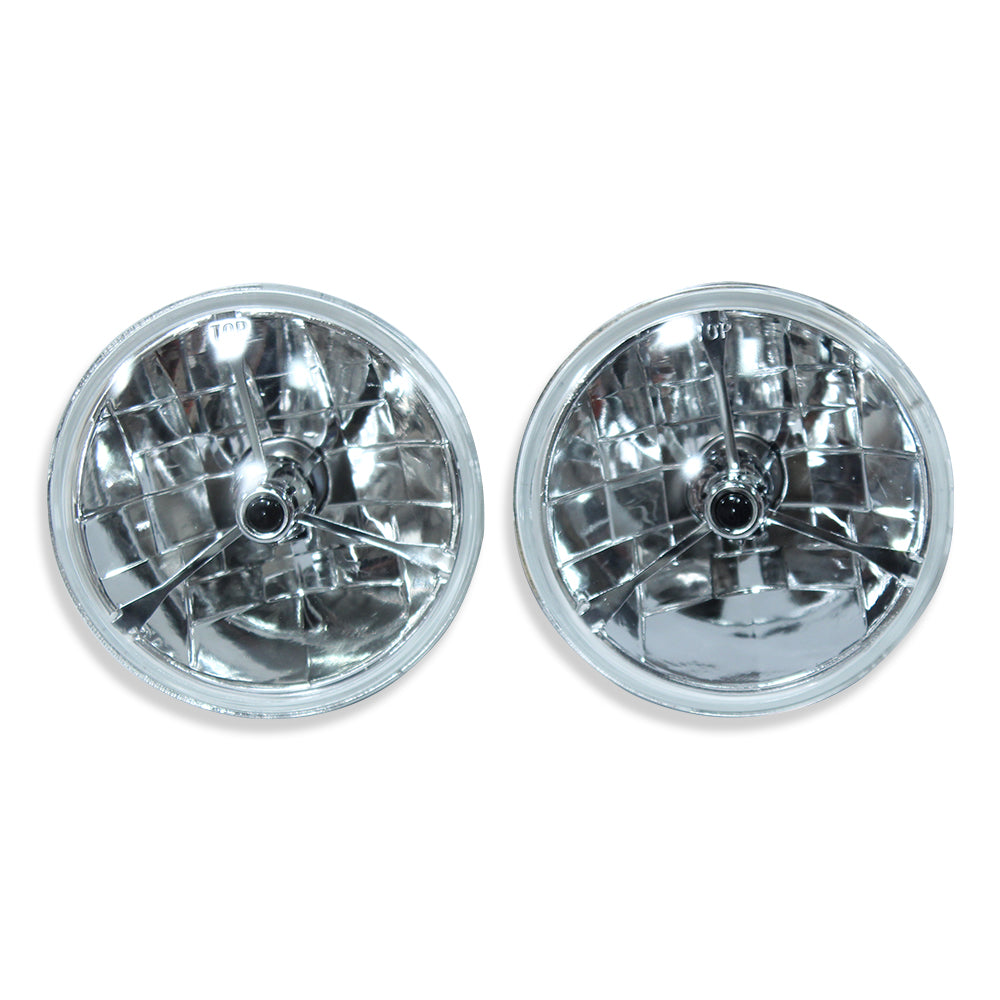 Universal 7" Headlights Black Dot Tri bar H4 For Chevy Ford Nova
