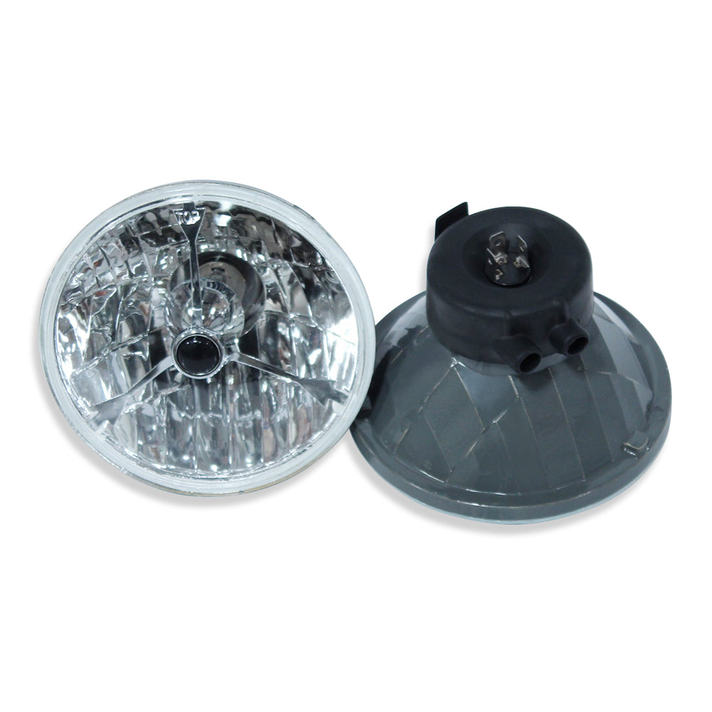 5 3/4" Headlights With Black Dot Tri Bar H4 For Chevy Impala Chevelle