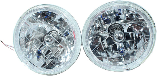 For Chevy Impala Chevelle 5" Clear Headlights Halogen H4 White Halo Bright