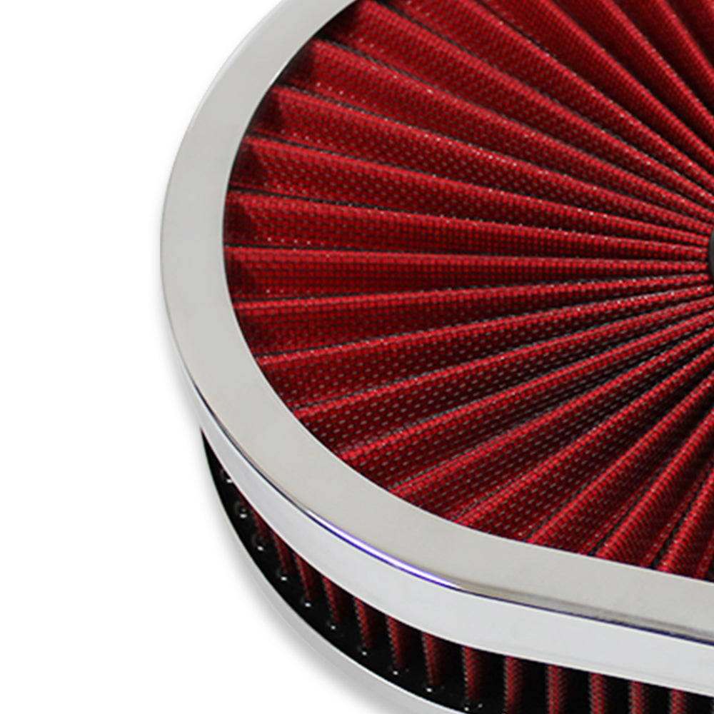  DEMOTOR PERFORMANCE 12 Air Cleaner Oval Half Finned Polished  Aluminum Classic Nostalgia for Chevy : Automotive