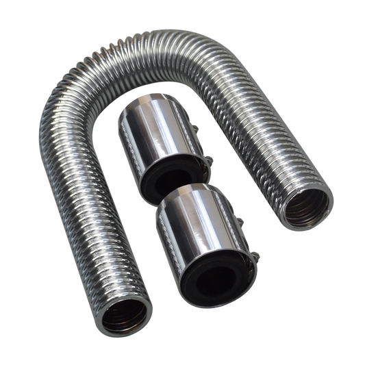 24" Flexible Stainless Steel Upper or Lower Radiator Hose Kit with Polished Caps
