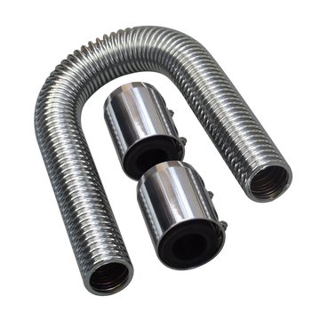 24" Flexible Stainless Steel Upper or Lower Radiator Hose Kit with Polished Caps