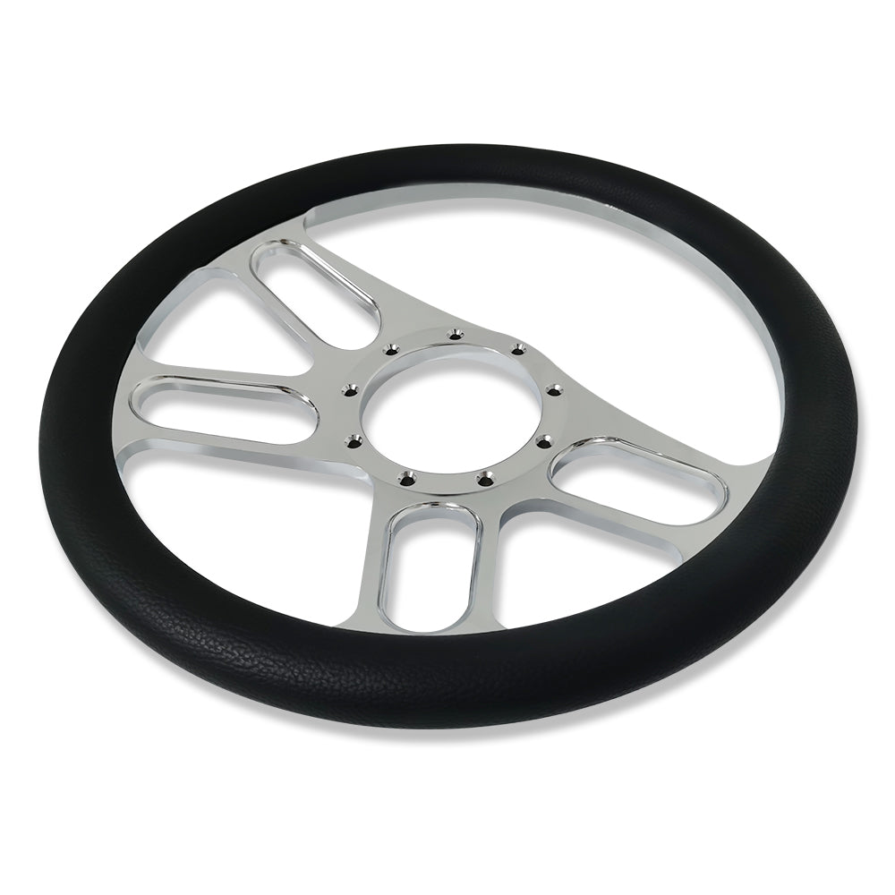 14" Billet Steering Wheel & Horn Button & 32" Manual Steering Column w/Adapter